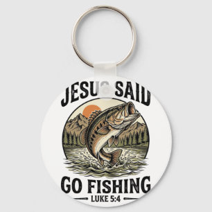 Jesus Said Go Fishing Vintage Bass Christian Keychain
