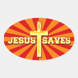 Jésus Sauvait Les Stickers Croix Ovale
