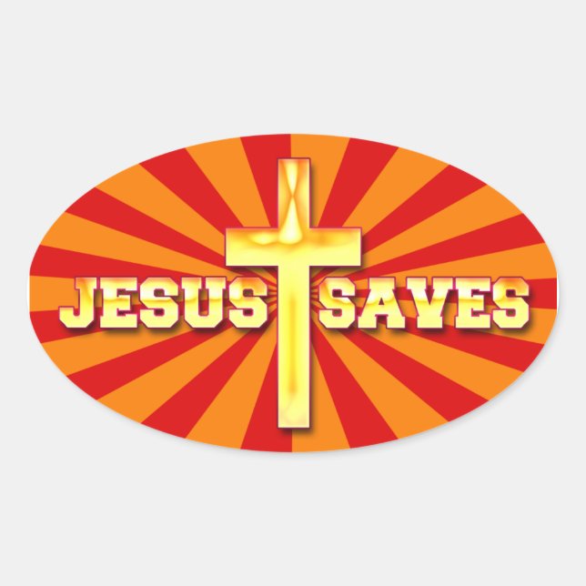 Jésus Sauvait Les Stickers Croix Ovale (Devant)