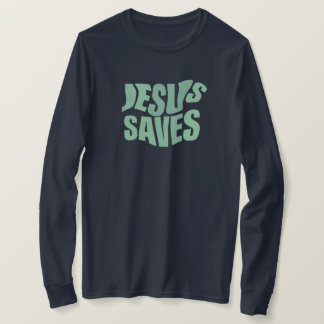 Jésus sauve |Impression bleue| T-shirt à manches l