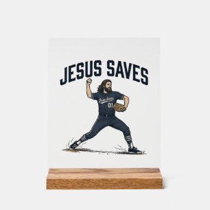 Jésus Sauve Lanceur de Baseball Vintage Gravure Sh