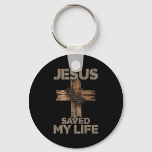 Jesus Saved My Life Christian Cross God Faith Bibl Keychain