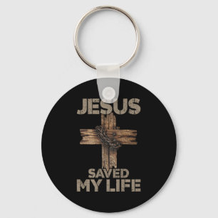 Jesus Saved My Life Christian Cross God Faith Bibl Keychain