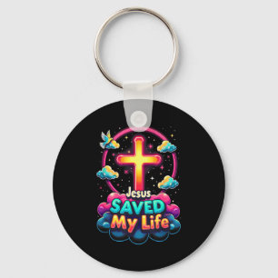 Jesus Saved My Life Cross Christians Bible Religio Keychain