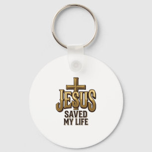 Jesus Saved My Life Cross Vintage Keychain