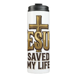 Jesus Saved My Life Cross Vintage Thermal Tumbler