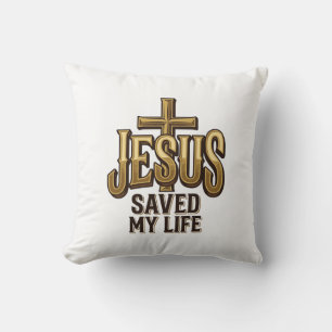 Jesus Saved My Life Cross Vintage Throw Pillow