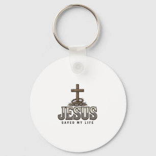 Jesus Saved My Life Vintage Engraving Christian De Keychain