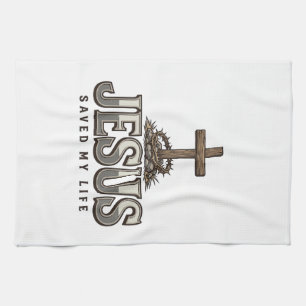 Jesus Saved My Life Vintage Engraving Christian De Kitchen Towel