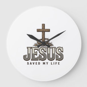 Jesus Saved My Life Vintage Engraving Christian De Large Clock
