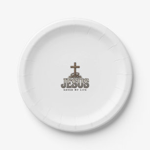 Jesus Saved My Life Vintage Engraving Christian De Paper Plate