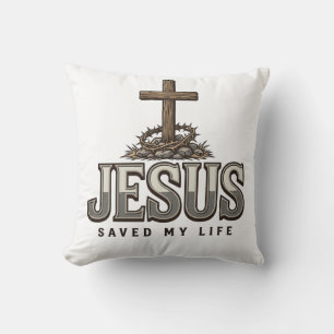 Jesus Saved My Life Vintage Engraving Christian De Throw Pillow