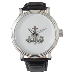 Jesus Saved My Life Vintage Engraving Christian De Watch