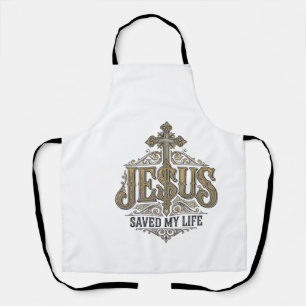 Jesus Saved My Life Vintage Engraving Christian Sh Apron