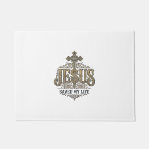 Jesus Saved My Life Vintage Engraving Christian Sh Doormat