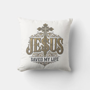 Jesus Saved My Life Vintage Engraving Christian Sh Throw Pillow