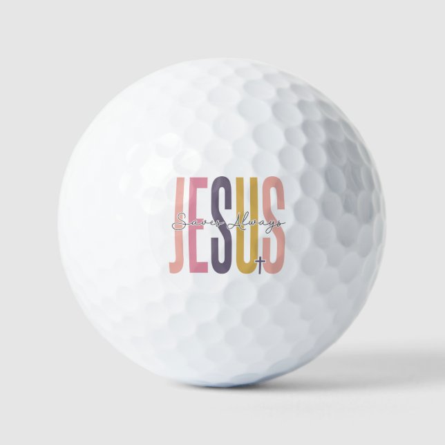 Jesus saves always Easter Christian Cross spring Golf Balls (Front)