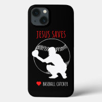 Jesus Saves Baseball Catcher Funny Sports Lover