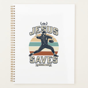 Jesus Saves Baseball Vintage Christian Vector Desi Planner