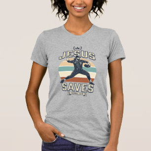Jesus Saves Baseball Vintage Christian Vector Desi T-Shirt