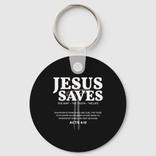 Jesus Saves Bible Verse Acts 4_12 Christian Keychain