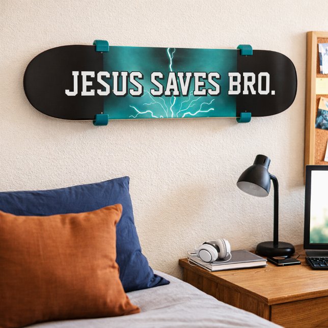 Jesus Saves Bro. Blue Lightning Skateboard (Creator Uploaded)