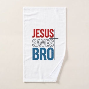 Jesus Saves Bro Christian Typography T-Shirt Desig Hand Towel