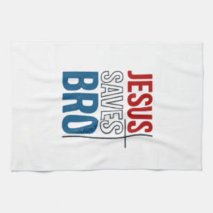 Jesus Saves Bro Christian Typography T-Shirt Desig Kitchen Towel