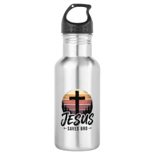 Jesus Saves Bro Vintage Christian Cross Shirt Desi 532 Ml Water Bottle