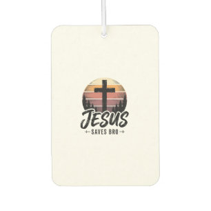 Jesus Saves Bro Vintage Christian Cross Shirt Desi Air Freshener