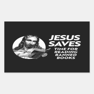 Jesus saves by checking out library books sticker