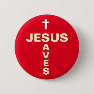 Jesus Saves Christian Evangelising Button/Badge 2 Inch Round Button