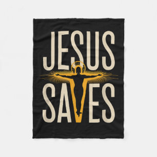 Jesus Saves Christian Faith Devotion Believer Fleece Blanket