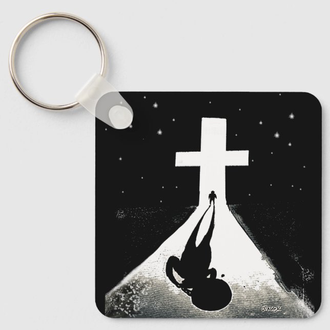 Jesus saves cross bible verse Keychain (Front)