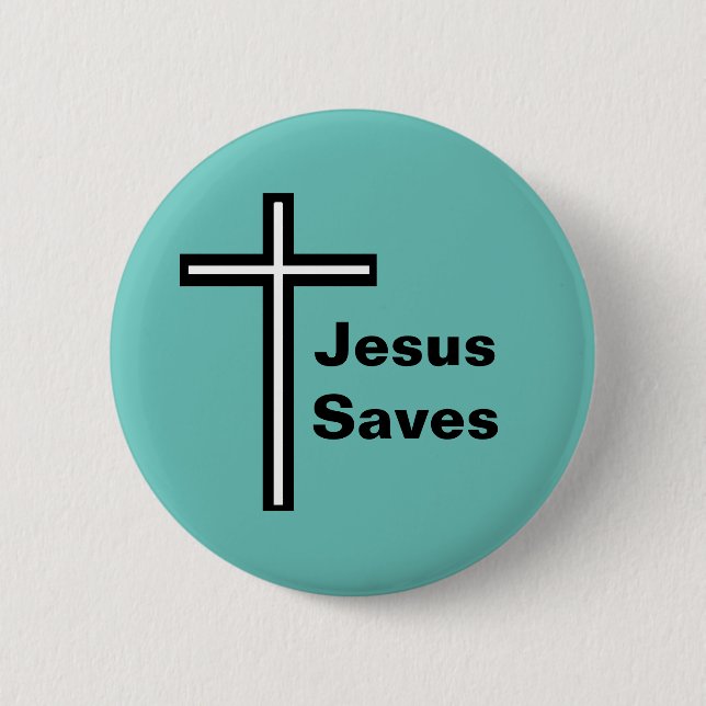 Jesus Saves Cross Christian Button (Front)