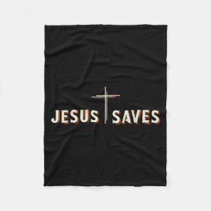 Jesus Saves Cross God Christian Graphic  Fleece Blanket