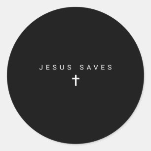 Jesus Saves Cross Subtle Christians Minimal Cathol Classic Round Sticker