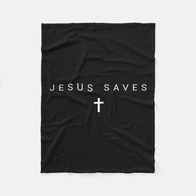 Jesus Saves Cross Subtle Christians Minimal Cathol Fleece Blanket (Front)
