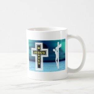 Jesus saves crucifixion picture coffee mug