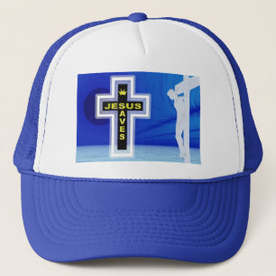 Jesus saves crucifixion picture trucker hat