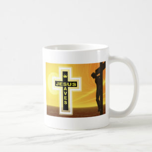 Jesus saves crucifixion picyure coffee mug