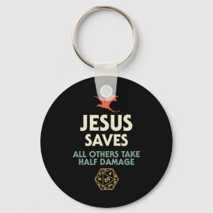 Jesus Saves DM Dragon D20 Dice Gift RPG Role Playi Keychain