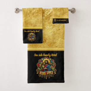 Jesus Saves: Eternal Light Inspires True Faith (B) Bath Towel Set