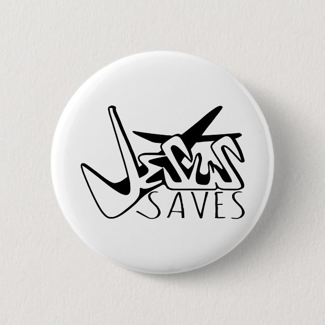 JESUS SAVES GRAFFITI 2 INCH ROUND BUTTON (Front)