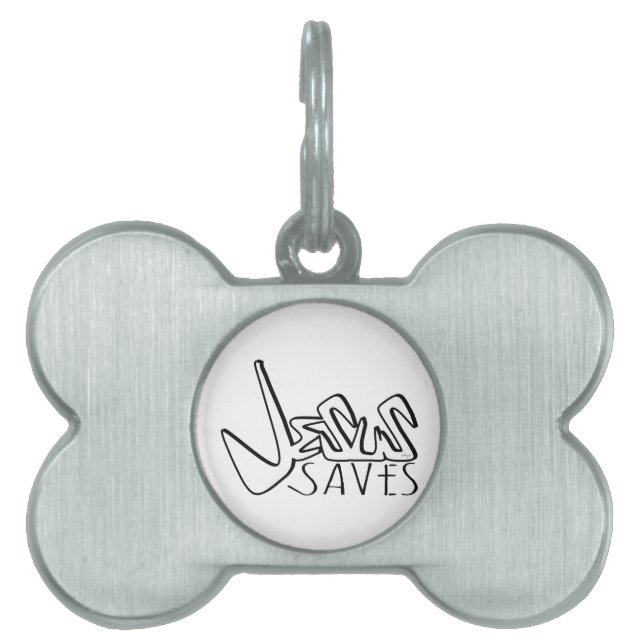 JESUS SAVES GRAFFITI  PET ID TAG (Front)