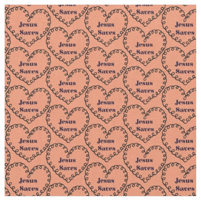 Jesus Saves Heart Fabric (Close Up)