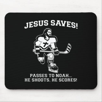 Jesus Saves Hockey funny tshirt Mouse Pad