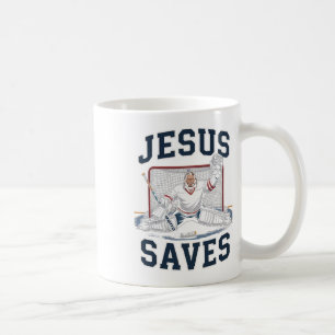 Jesus Saves Hockey Player Team God Hockey Lovers H Coffee Mug