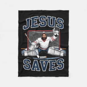 Jesus Saves Hockey Player Team God Hockey Lovers H Fleece Blanket