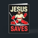 Jesus Saves Ice Hockey Goalie Player Christian Fun Card<br><div class="desc">Jesus Saves Ice Hockey Goalie Player Christian Funny Tee</div>